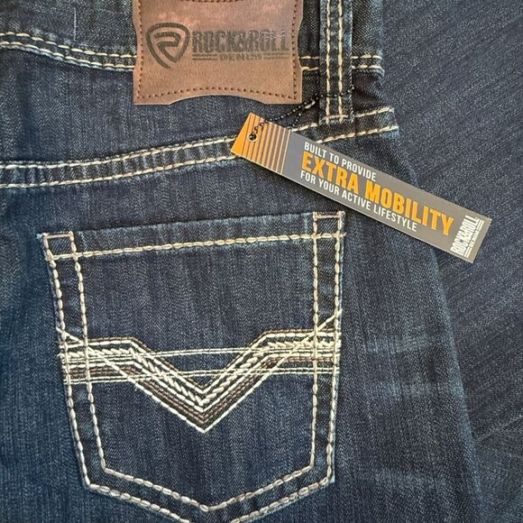 Rock & Roll Denim Men's Double Barrel Relaxed Fit Straight Boot Jeans 32x34 NEW - Picture 7 of 7